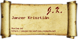 Janzer Krisztián névjegykártya